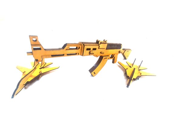 Gun (AK 47) and Two Fighter Aircraft Combo (Wooden) - Image 4