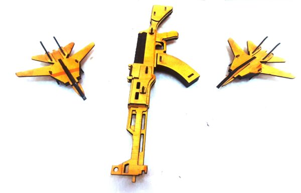 Gun (AK 47) and Two Fighter Aircraft Combo (Wooden) - Image 8