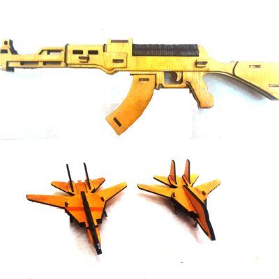 Gun (AK 47) and Two Fighter Aircraft Combo (Wooden)